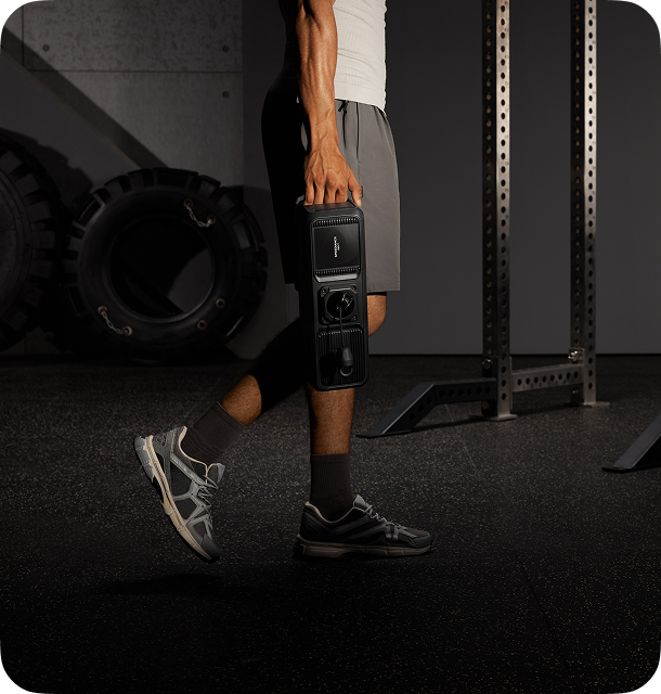 Configuration Gym Nano portable près d’un tapis de course